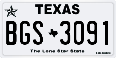 TX license plate BGS3091