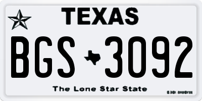 TX license plate BGS3092