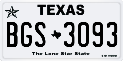 TX license plate BGS3093