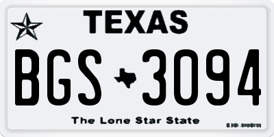 TX license plate BGS3094