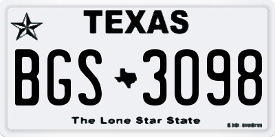 TX license plate BGS3098