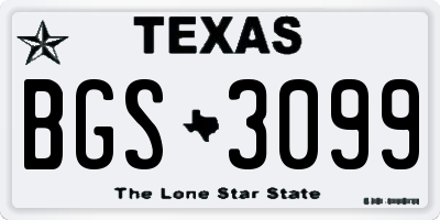 TX license plate BGS3099