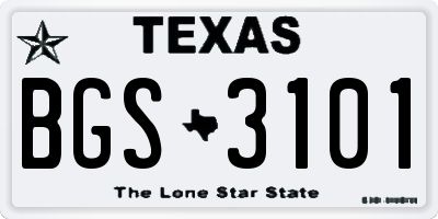 TX license plate BGS3101