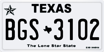 TX license plate BGS3102