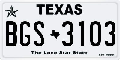 TX license plate BGS3103