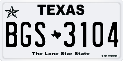 TX license plate BGS3104