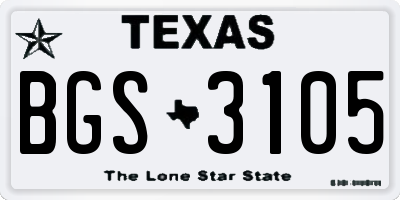 TX license plate BGS3105