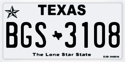 TX license plate BGS3108