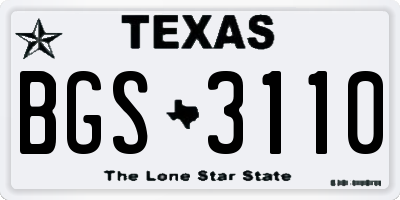 TX license plate BGS3110