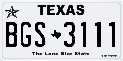 TX license plate BGS3111
