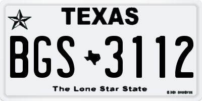TX license plate BGS3112
