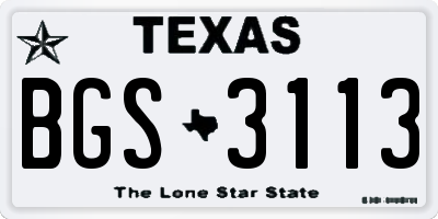 TX license plate BGS3113