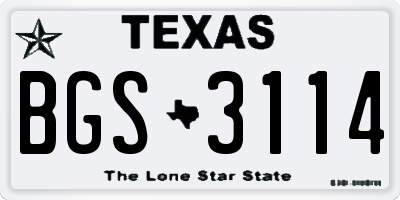 TX license plate BGS3114