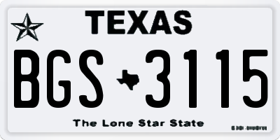 TX license plate BGS3115