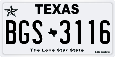 TX license plate BGS3116