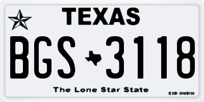 TX license plate BGS3118