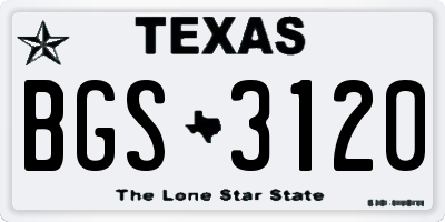 TX license plate BGS3120