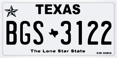 TX license plate BGS3122