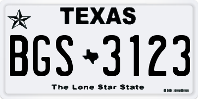 TX license plate BGS3123