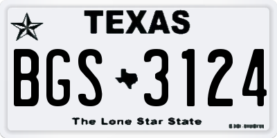 TX license plate BGS3124