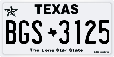 TX license plate BGS3125