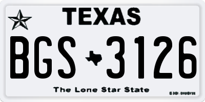 TX license plate BGS3126