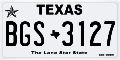 TX license plate BGS3127