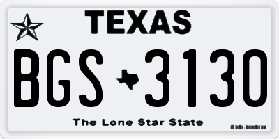 TX license plate BGS3130