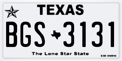TX license plate BGS3131