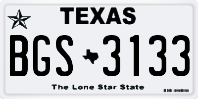 TX license plate BGS3133