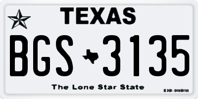 TX license plate BGS3135