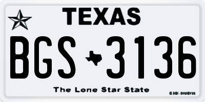TX license plate BGS3136