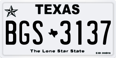 TX license plate BGS3137