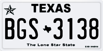 TX license plate BGS3138