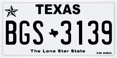 TX license plate BGS3139