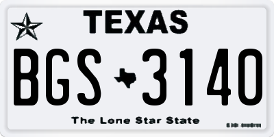 TX license plate BGS3140