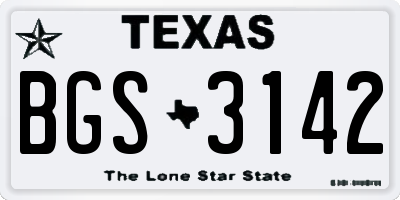 TX license plate BGS3142