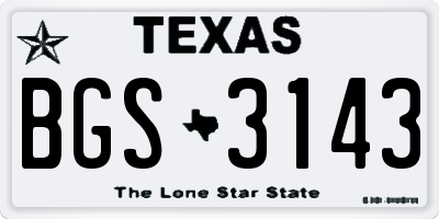 TX license plate BGS3143