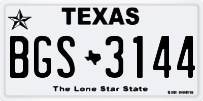 TX license plate BGS3144