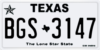 TX license plate BGS3147
