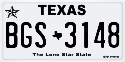 TX license plate BGS3148