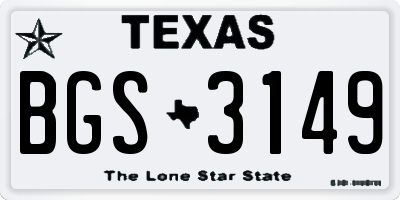 TX license plate BGS3149