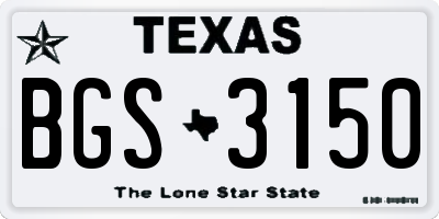 TX license plate BGS3150