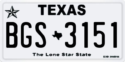 TX license plate BGS3151