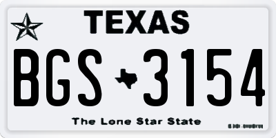 TX license plate BGS3154