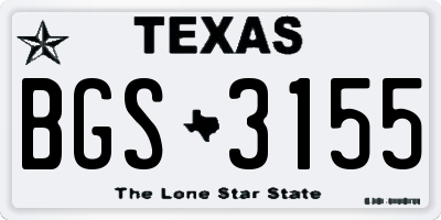 TX license plate BGS3155