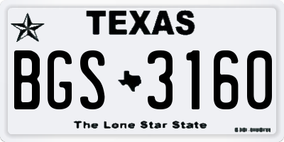 TX license plate BGS3160