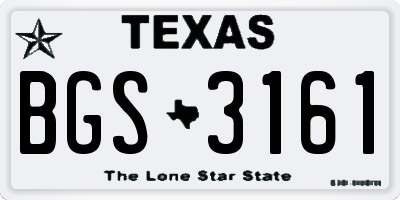 TX license plate BGS3161