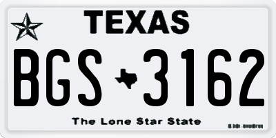 TX license plate BGS3162