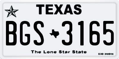 TX license plate BGS3165